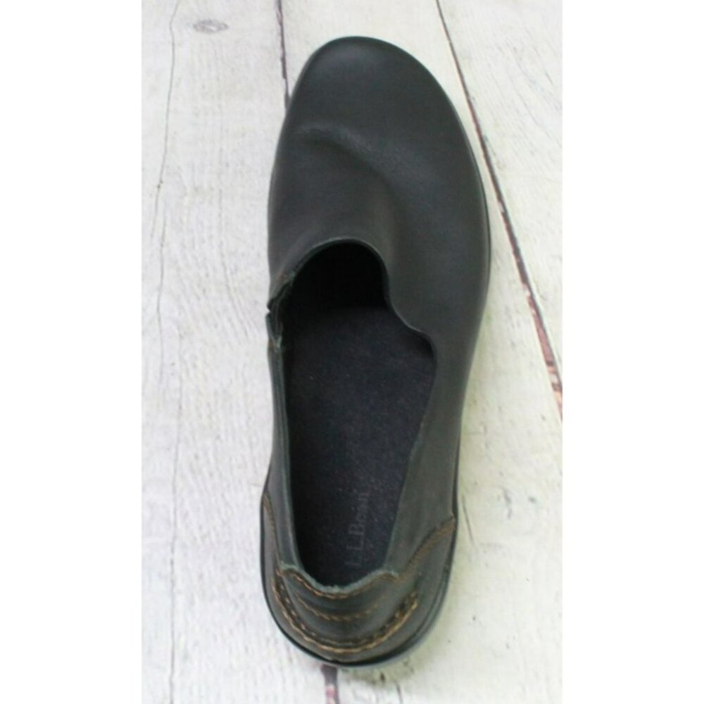 LL Bean Black Leather Slip On Comfort Classic Nursing Clogs Shoes Size 9 M - Picture 6 of 9